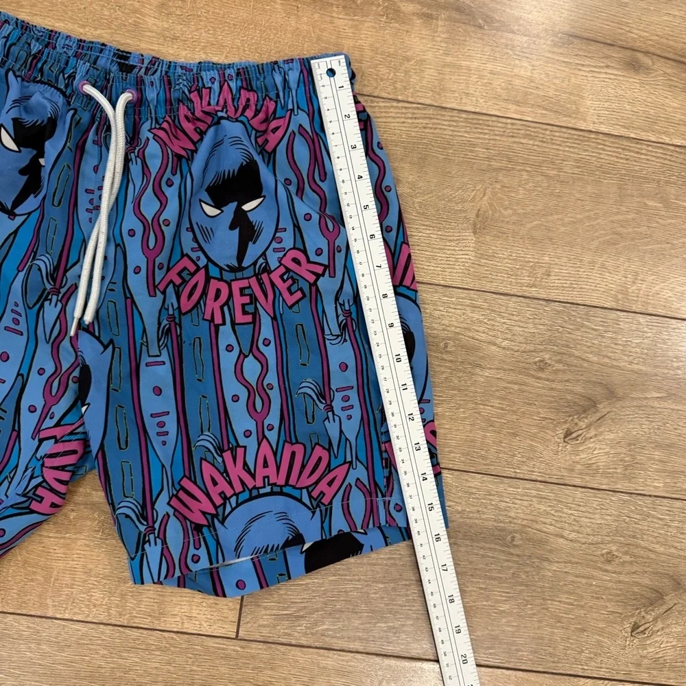 Marvel Shorts Mens‎ Small Blue Swim Trunks Wakanda Forever Drawstring Liner